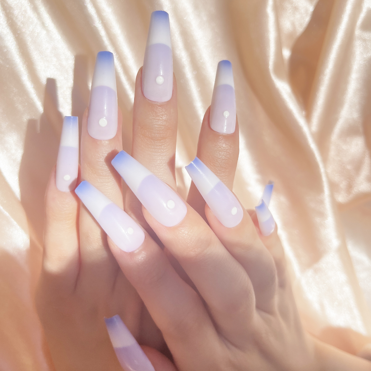 24 PCS PRESS ON NAIL TIPS BALLET SHAPE FRENCH STYLE  full figure