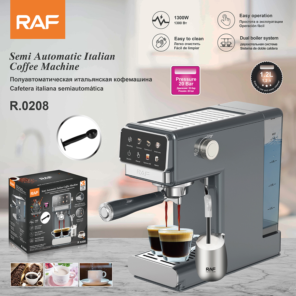 RAF European-style Italian coffee machine, home high-pressure extraction, office semi-automatic Italian espresso, steam milk foam