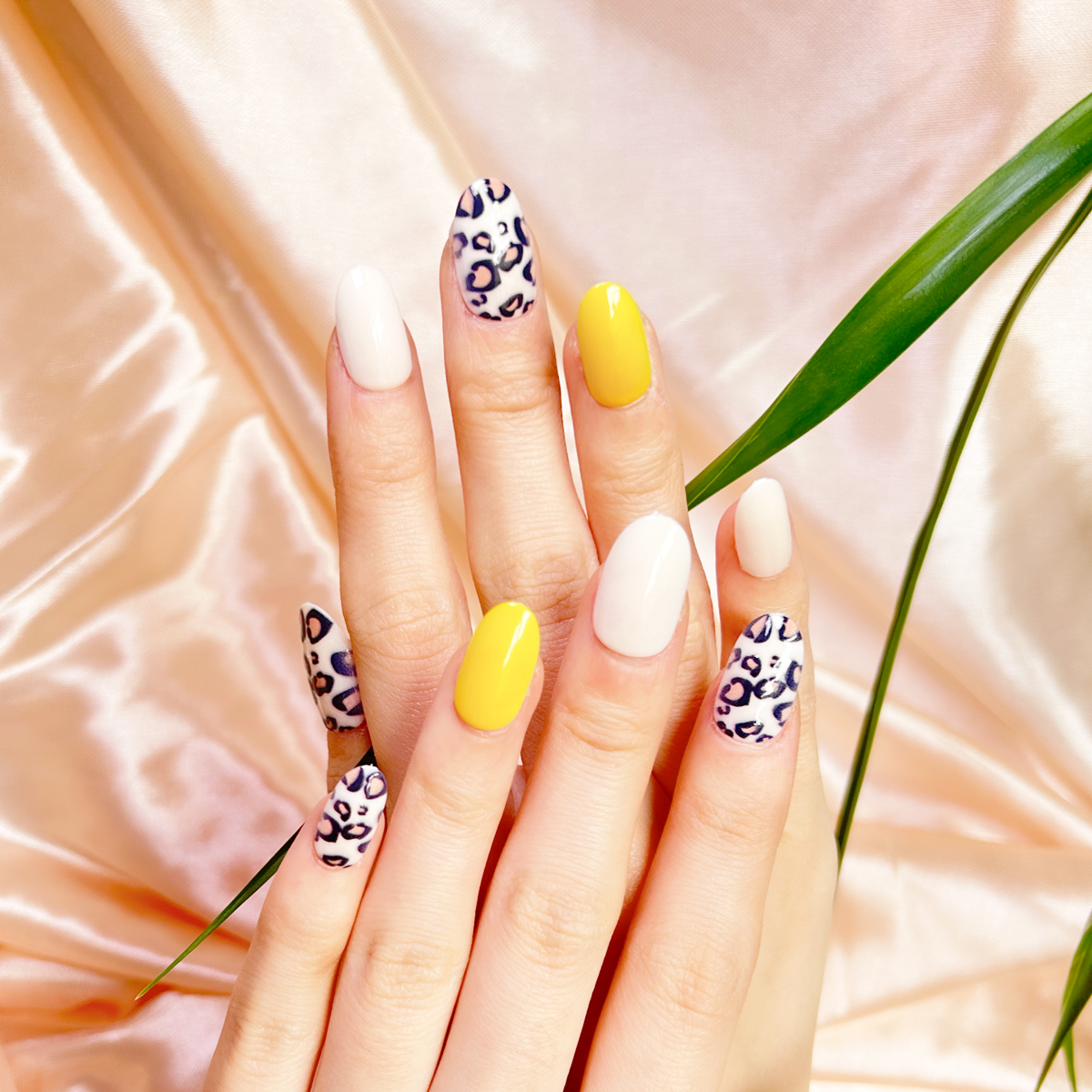 24 PCS PRESS ON NAIL TIPS OVAL SHAPE LEOPARD PRINT  Specification drawing