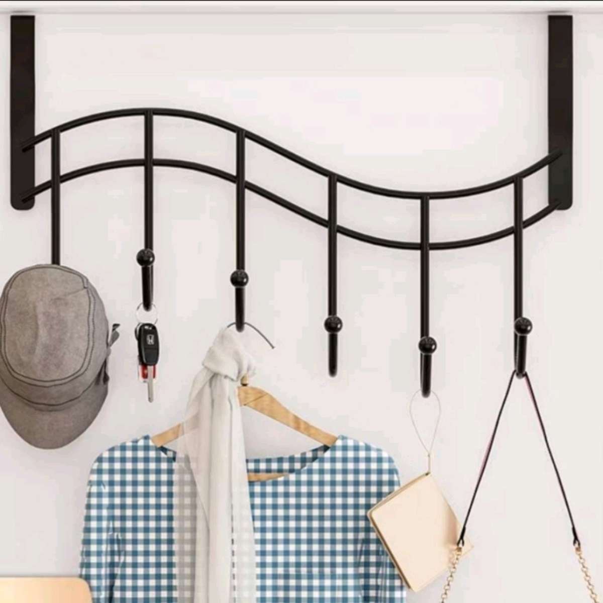8012 door rear hook, no need for drilling, thickened wall storage rack, seamless scarf hanging rack for bedroom and dormitory door storage, universal