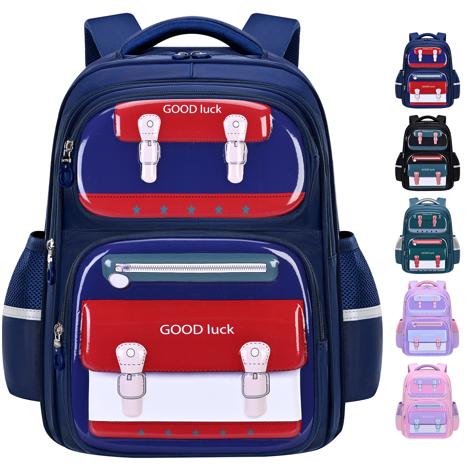 Big-tailed cat boys' and girls' fashionable and trendy schoolbags for primary school students, unisex large-capacity water-repellent, tear-resistant, dirt-resistant, spine-protecting and pressure-reducing backpacks, multi-functional storage schoolbags for primary school students