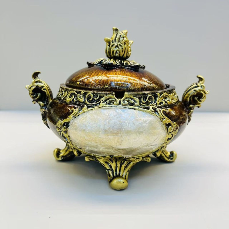 Shell + resin striped fruit plate, tissue box, vase, high-end home flower arrangement, hotel living room decoration, resin flower arrangement, decoration, home decoration, large vase, TV cabinet decoration, vase, hotel decoration craftsmanship pic 3