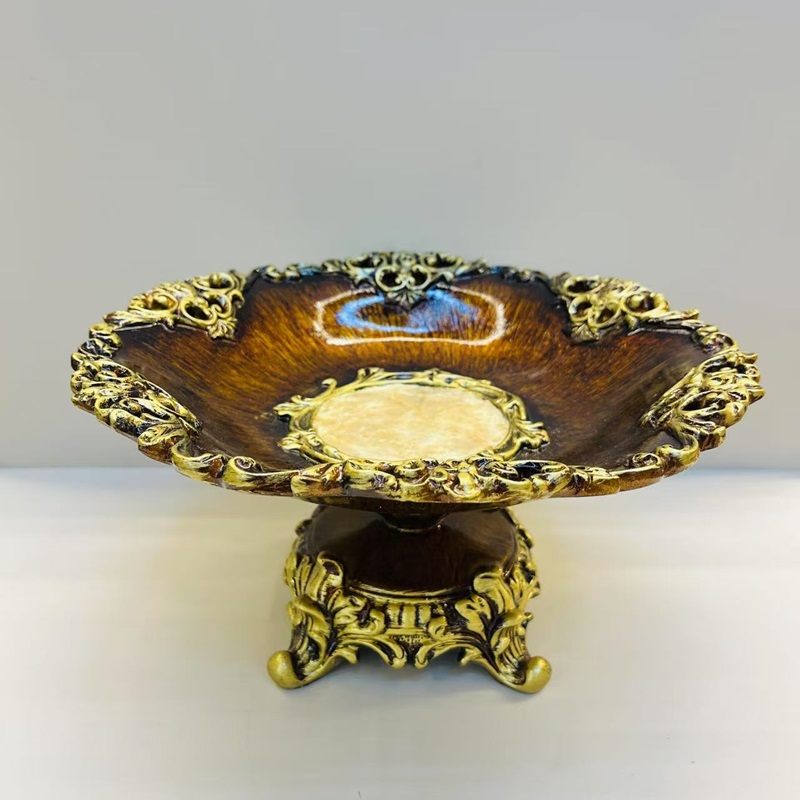 Shell + resin striped fruit plate, tissue box, vase, high-end home flower arrangement, hotel living room decoration, resin flower arrangement, decoration, home decoration, large vase, TV cabinet decoration, vase, hotel decoration craftsmanship pic 8