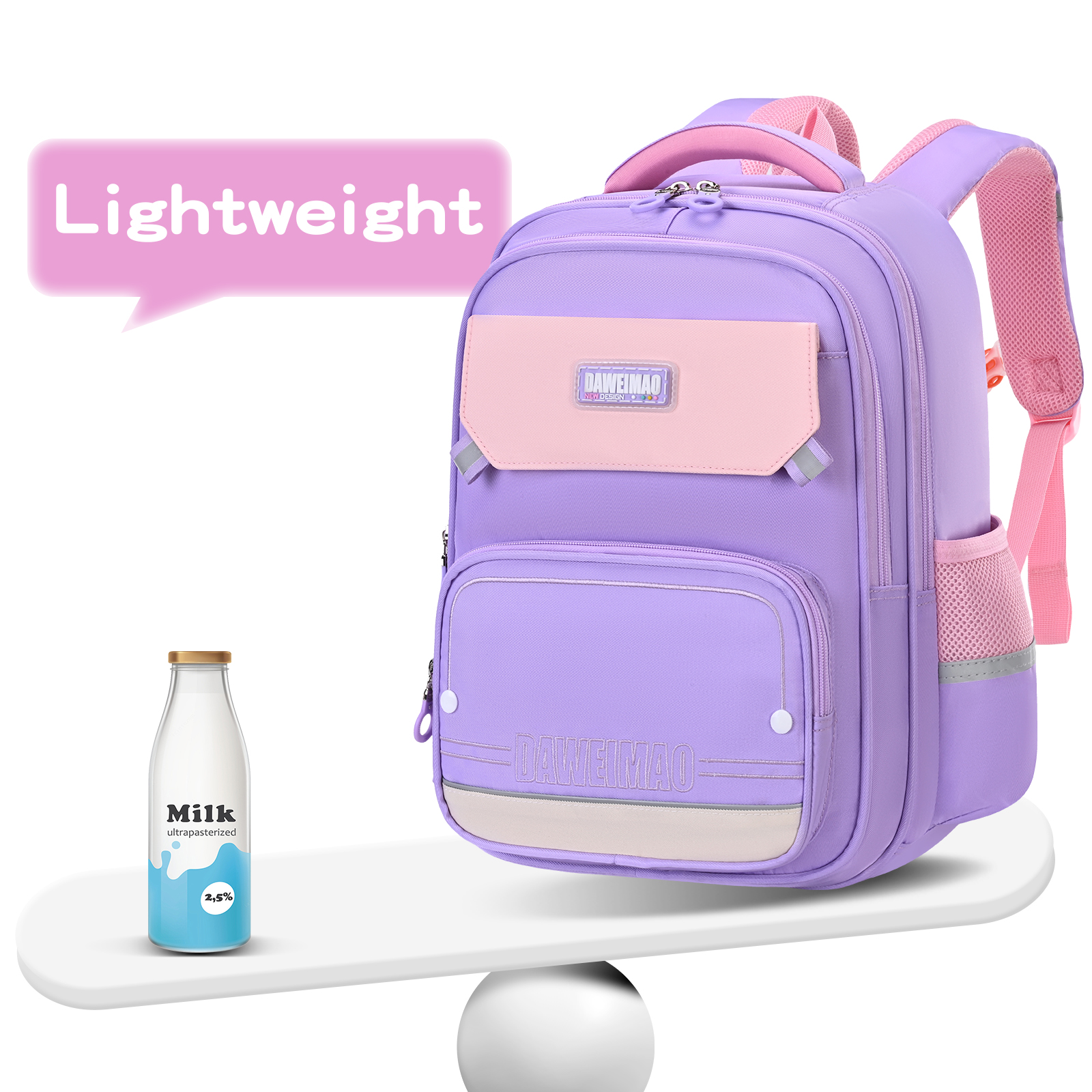 Big Tail Cat Primary School Students' Spine Protection and Pressure Relief Backpack, large-capacity backpack suitable for both boys and Girls, Children's lightweight, waterproof, wear-resistant, dirt-resistant, tear-resistant multi-functional separated backpack details Picture