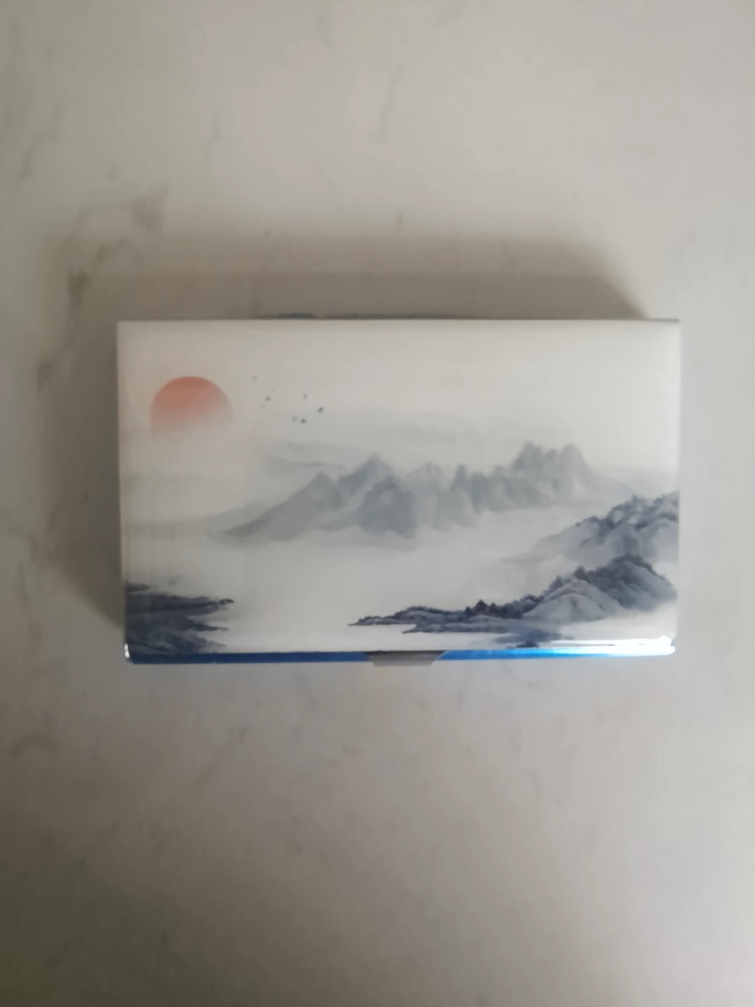 国潮名片盒落日山水画