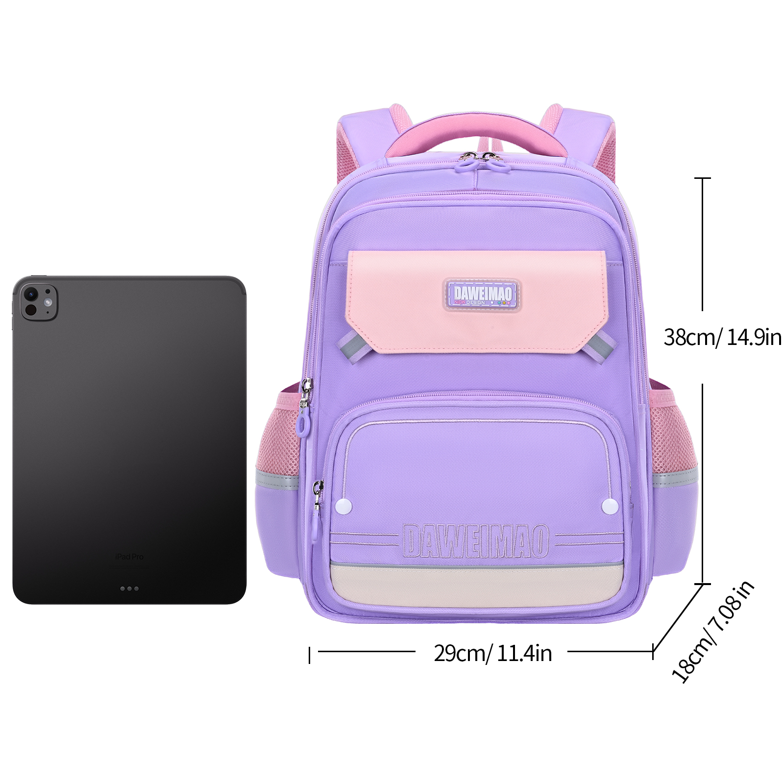 Big Tail Cat Primary School Students' Spine Protection and Pressure Relief Backpack, large-capacity backpack suitable for both boys and Girls, Children's lightweight, waterproof, wear-resistant, dirt-resistant, tear-resistant multi-functional separated backpack Specification image