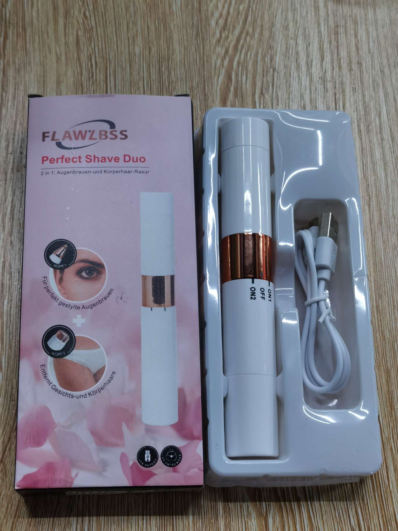 USB二合一电动修眉器剃毛器女士修眉刀充电两用修眉脱毛器脱毛仪 珍珠棉卷发棒收纳箱收纳盒拔眉毛详情图2