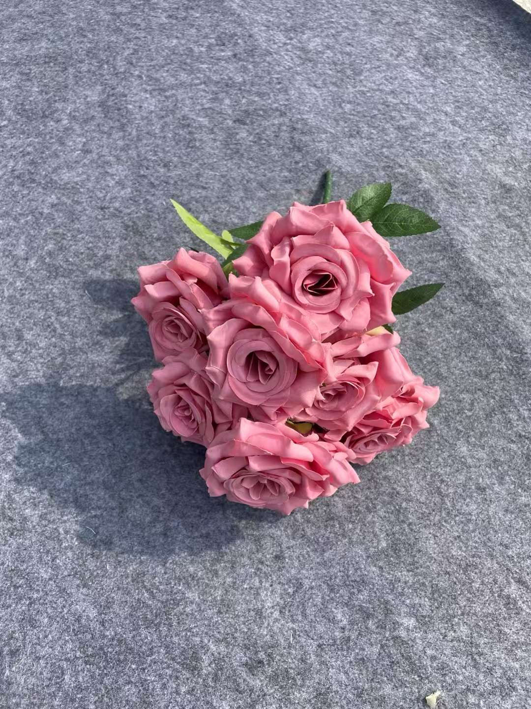 9-head diamond rose artificial flower handicrafts, gifts, decorations, home decorations, ecological and beautiful artificial flowers, artificial flowers Specification image