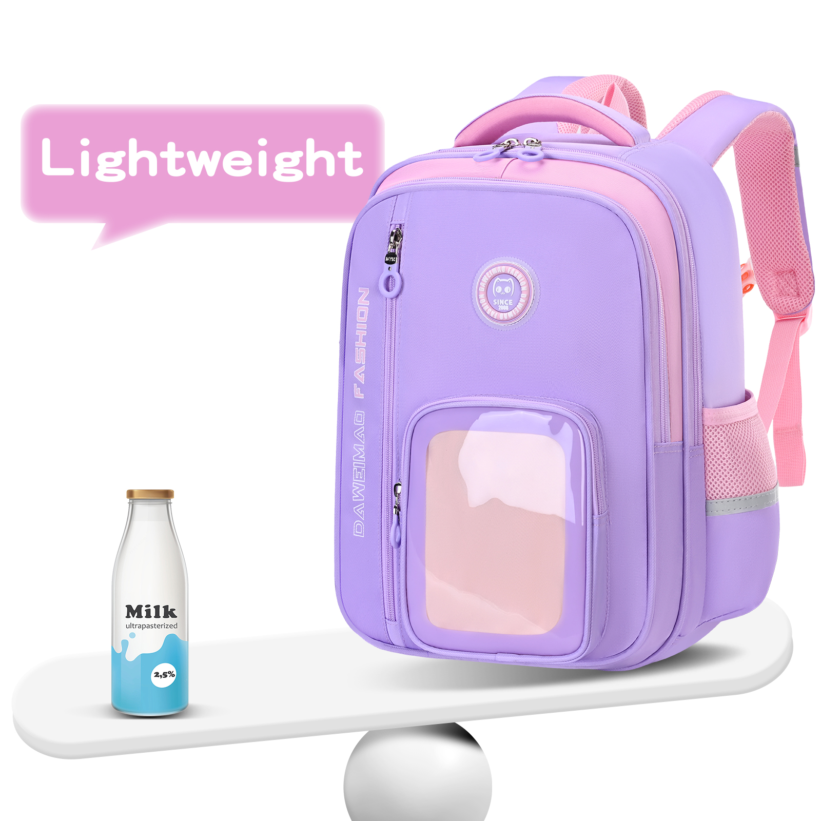 Big-tailed Cat primary school students' fashionable and simple multi-functional stress-relieving and back-protecting backpack with contrasting colors, children's lightweight, waterproof, large-capacity, wear-resistant and dirt-resistant backpack with separate storage design, and sporty primary school students' schoolbag for boys and girls details Picture