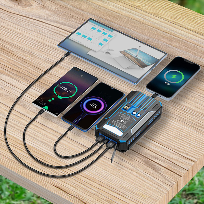 The New Cross-Border Folding Bag Solar Power Bank With A Capacity Of 20,000Mah And An Outdoor Camping Light Comes With Four Wires Specification drawing