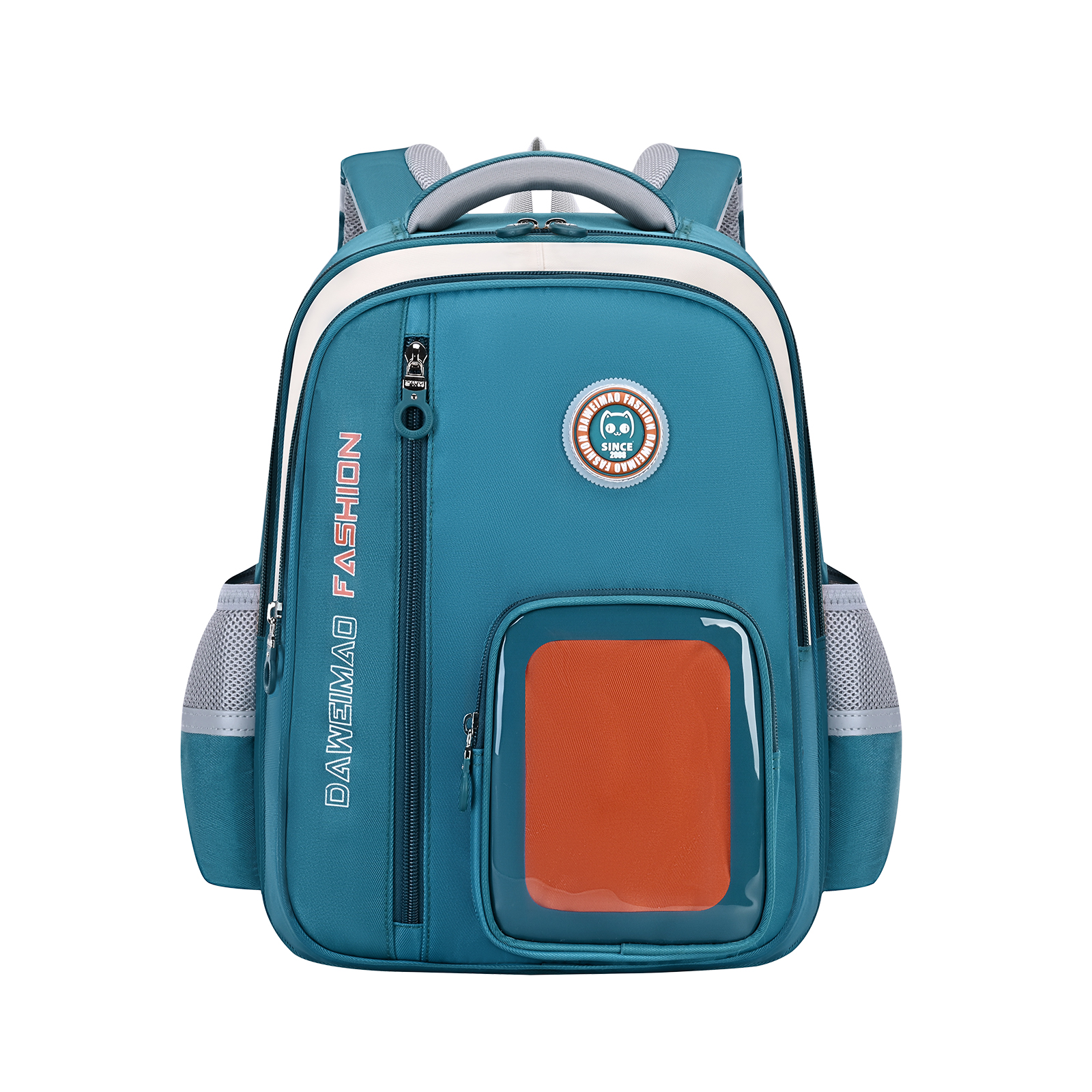 Big-tailed Cat primary school students' fashionable and simple multi-functional stress-relieving and back-protecting backpack with contrasting colors, children's lightweight, waterproof, large-capacity, wear-resistant and dirt-resistant backpack with separate storage design, and sporty primary school students' schoolbag for boys and girls Item Picture