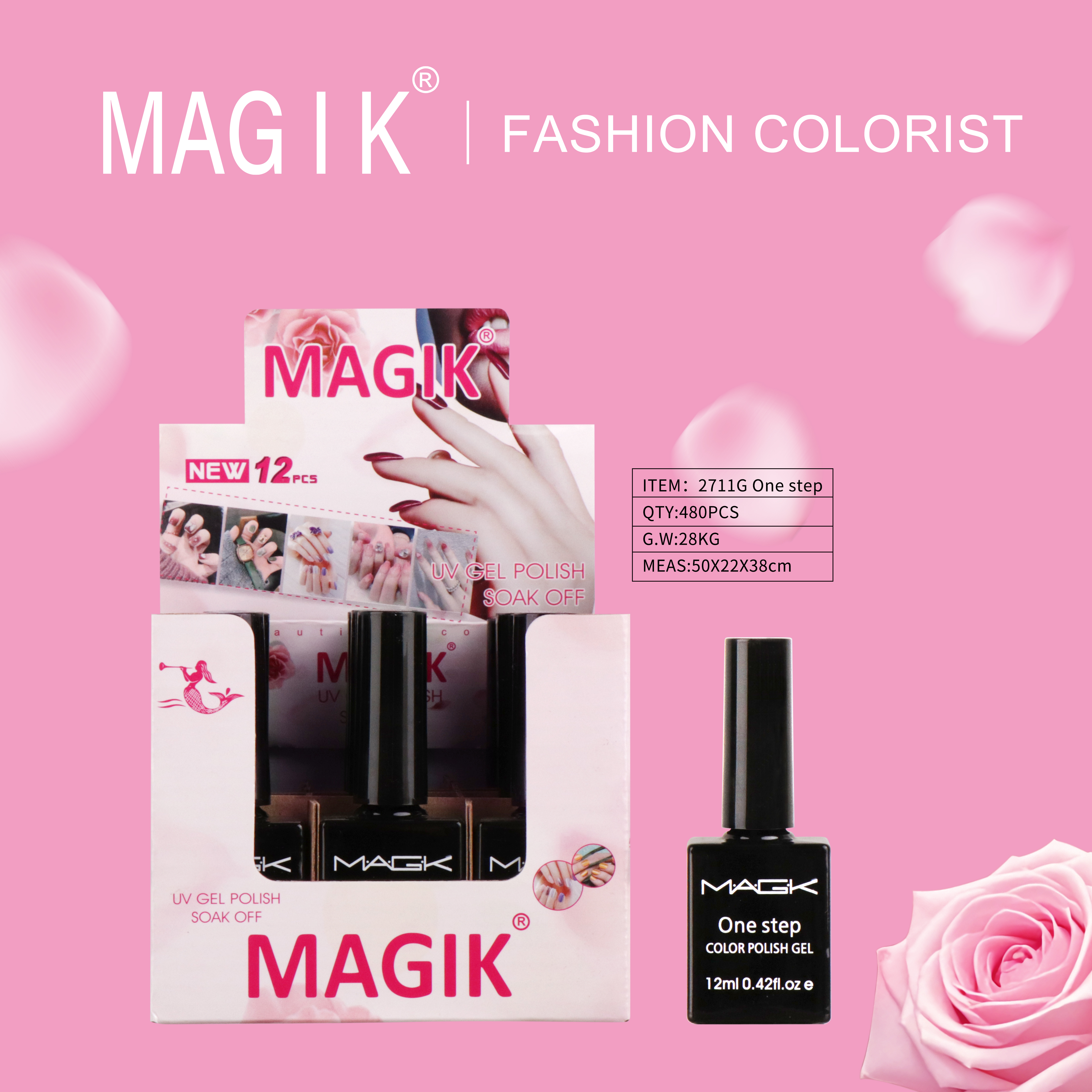 外贸专供 MAGIK 一步胶甲油胶 易刷高亮度 ONE STEP GEL Nails