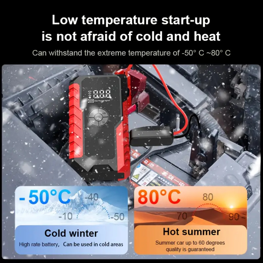 跨境爆品启12V智能夹汽车启动电源便携式车载无线充气泵充电宝详情13