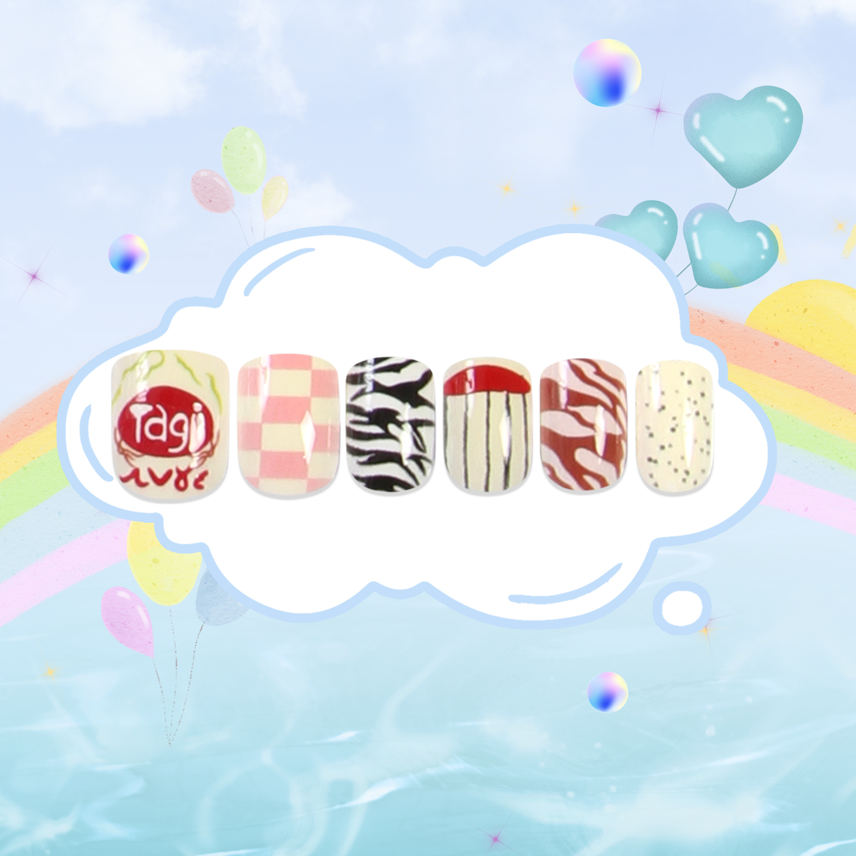 穿戴甲/穿戴式甲片/美甲片儿童短款可爱/美甲甲片/时尚穿戴甲细节图