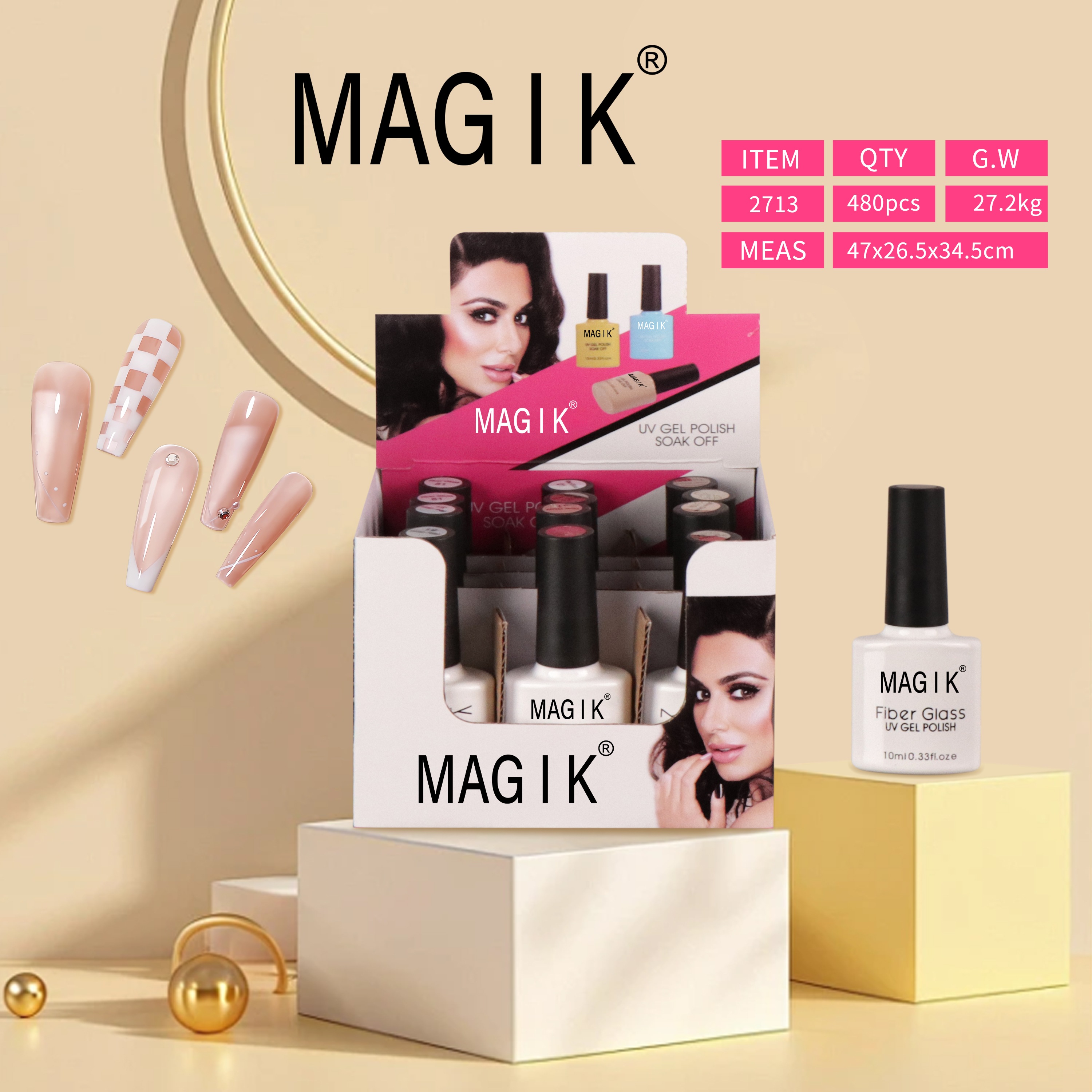 MAGIK semi-transparent nail POLISH FIBER GLASS GEL POLISH is exclusively for foreign trade and offers long-lasting high brightness