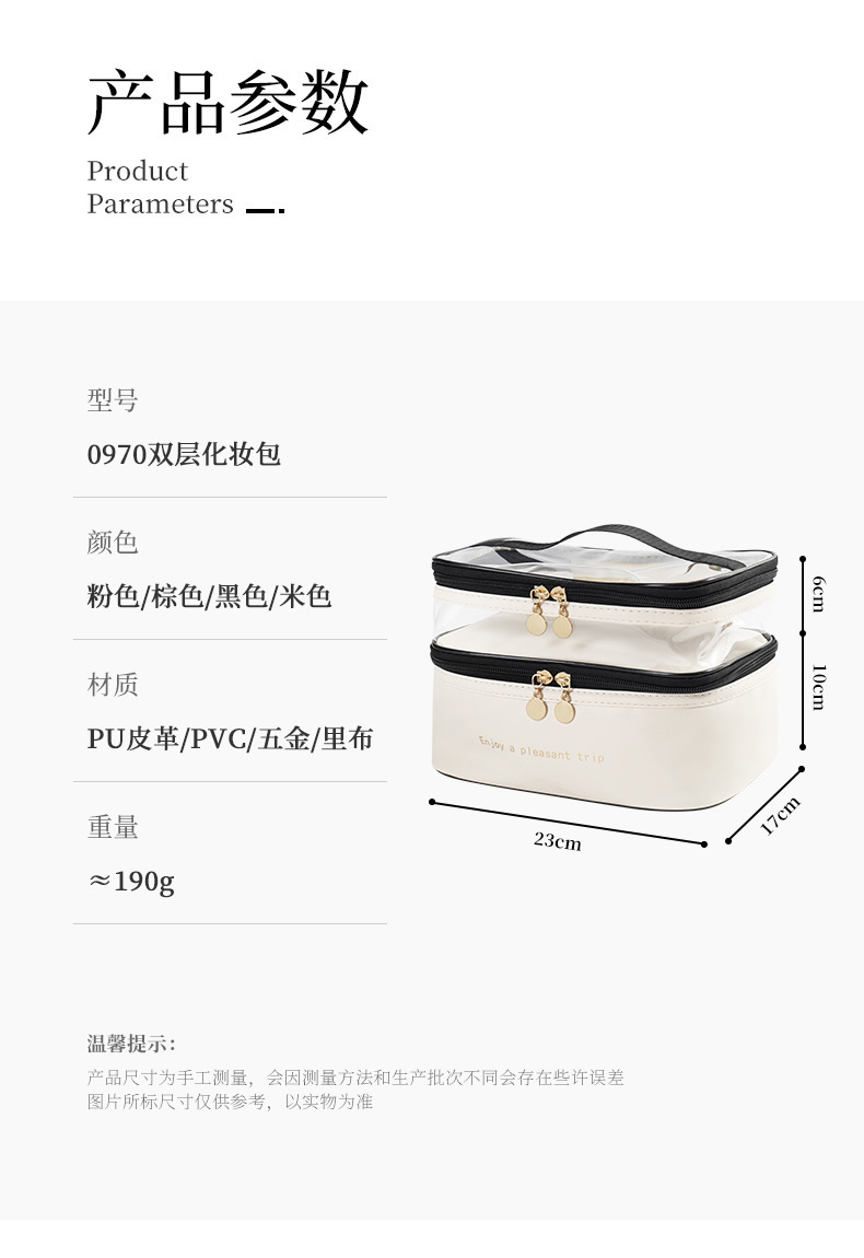 网红化妆包大容量女便携化妆品收纳包旅行护肤品化妆箱透明多功能详情图2