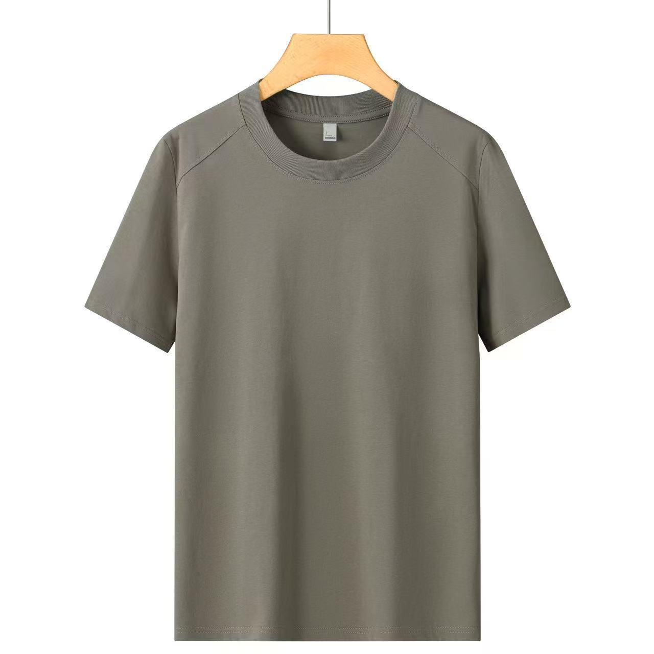 Cross-border 230g/㎡ double yarn 100% pure cotton shoulder sleeve style new short-sleeved T-shirt, fashionable and casual men's and women's same style T-shirt, simple and comfortable short-sleeved trendy T-shirt detail image 15