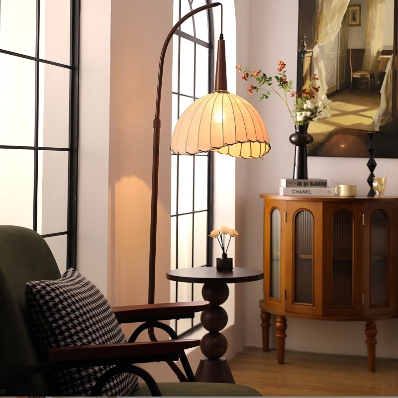 The ancient-style floor lamp beside the sofa in the living room, with a wabi-sabi style and a sense of Zen, exudes a high-end atmosphere. It is also a bedside lamp for the bedroom, study, and storage details Picture