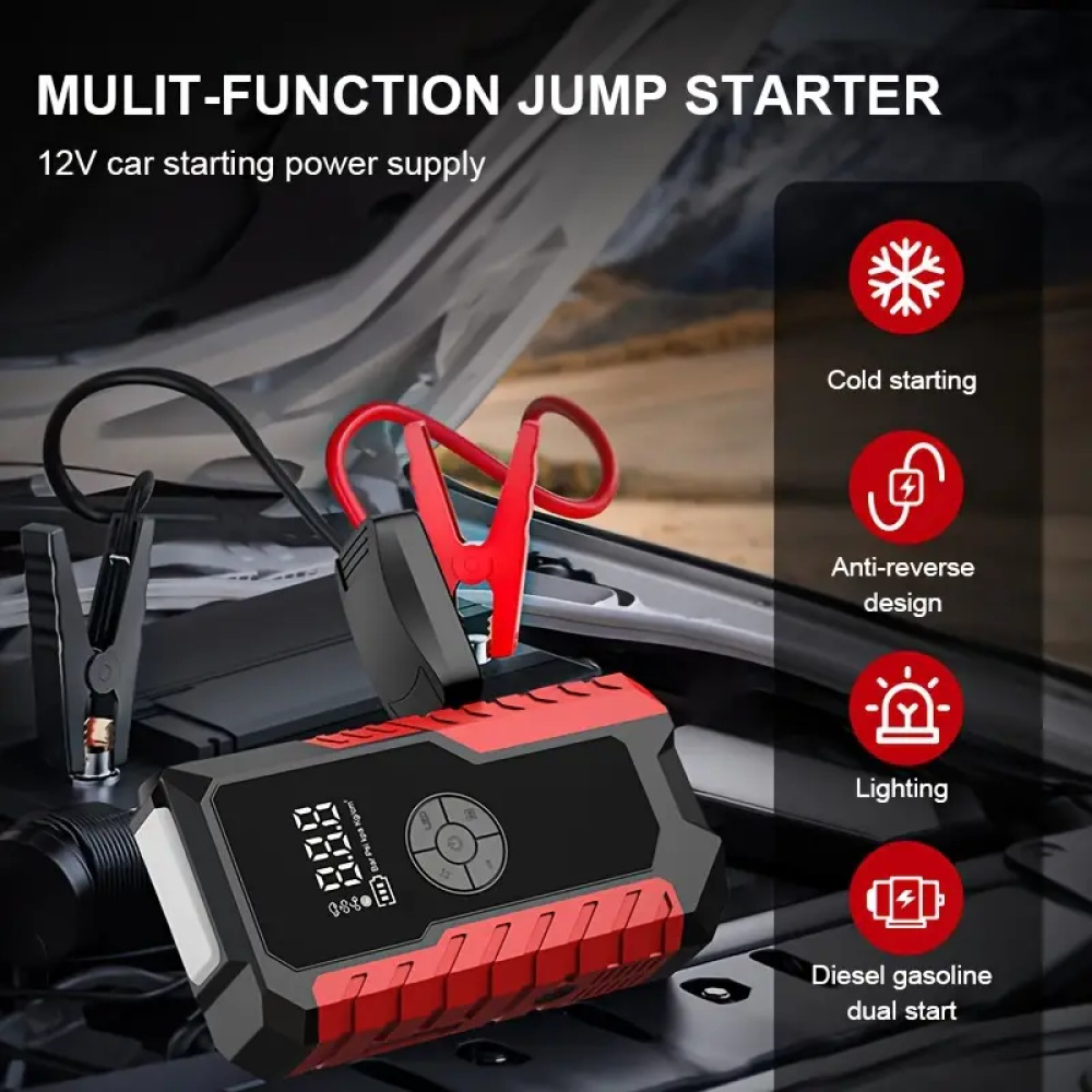 跨境爆品启12V智能夹汽车启动电源便携式车载无线充气泵充电宝详情5