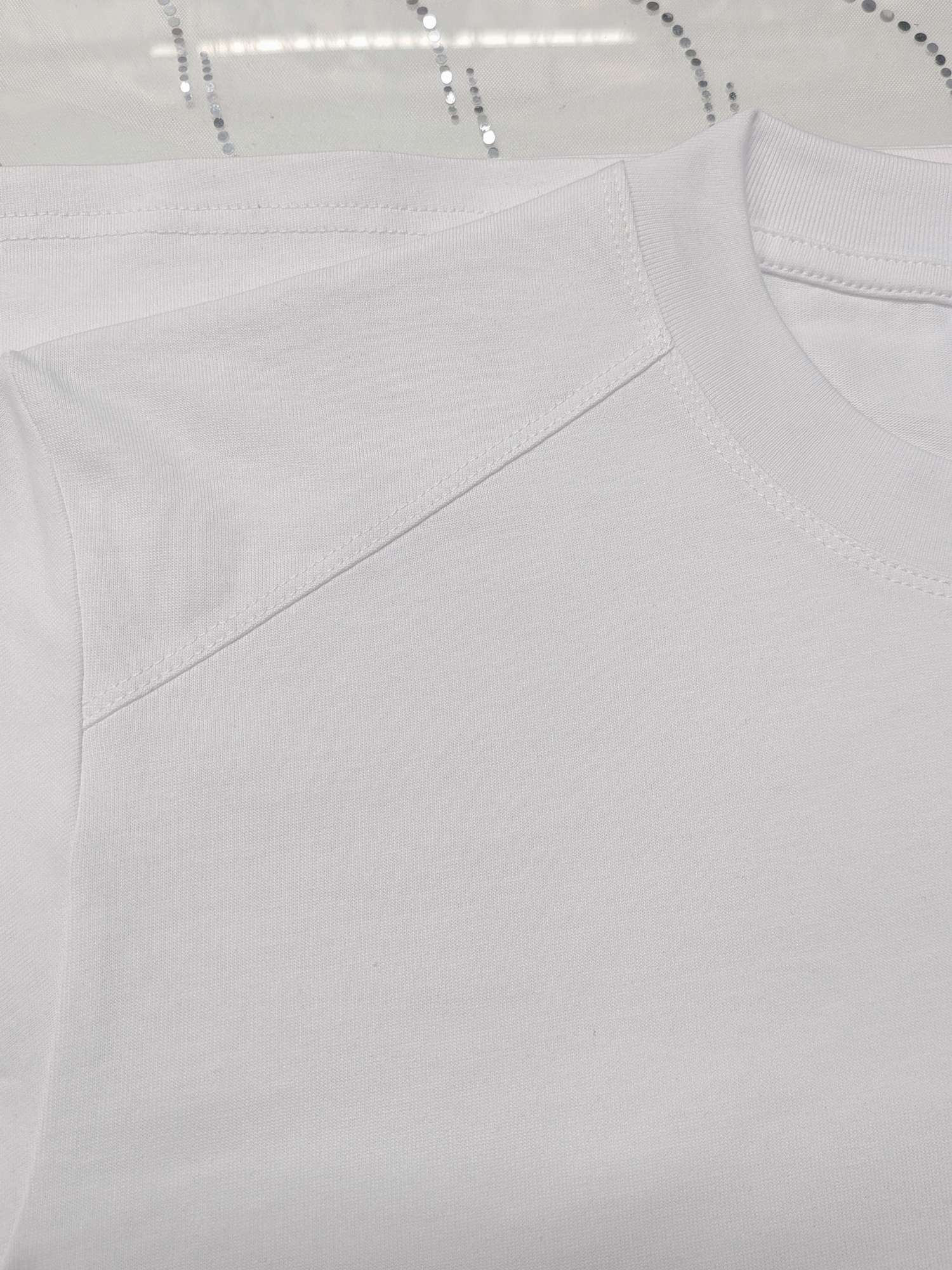Cross-border 230g/㎡ double yarn 100% pure cotton shoulder sleeve style new short-sleeved T-shirt, fashionable and casual men's and women's same style T-shirt, simple and comfortable short-sleeved trendy T-shirt detail image 4