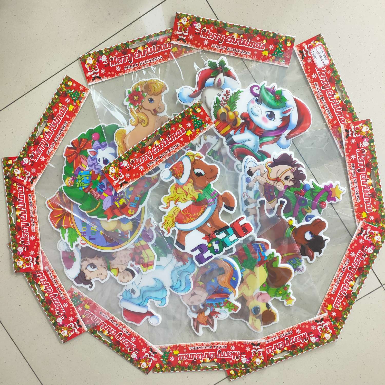 创意贴纸圣诞款马年果冻贴生肖