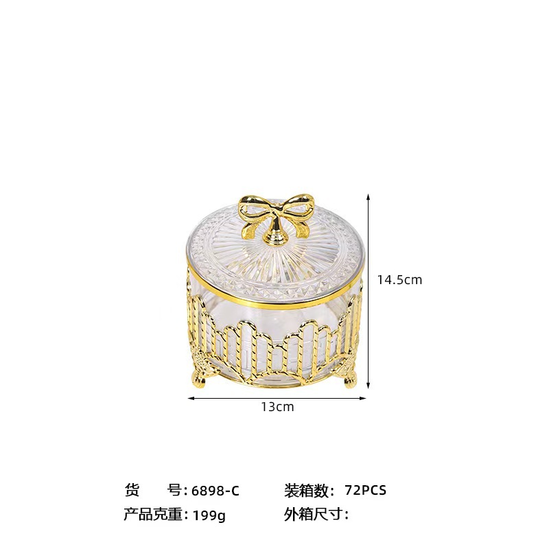 X10-6898-C Nordic light luxury transparent electroplated tea, miscellaneous storage, food sample display box, candy sealed decorative jar Specification image