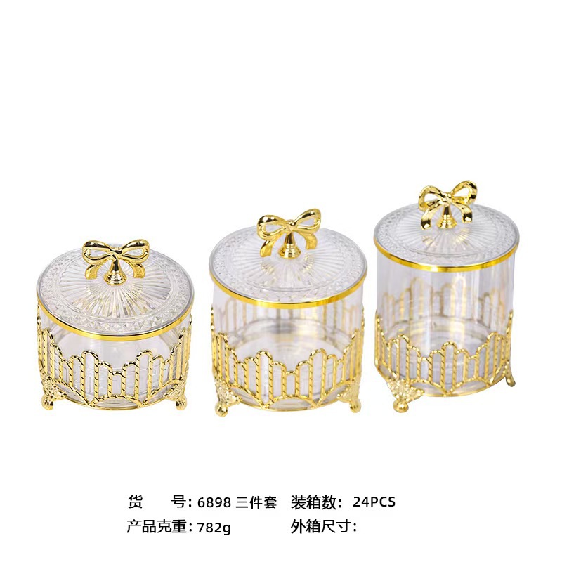 X10-6898-C Nordic light luxury transparent electroplated tea, miscellaneous storage, food sample display box, candy sealed decorative jar detail image 5