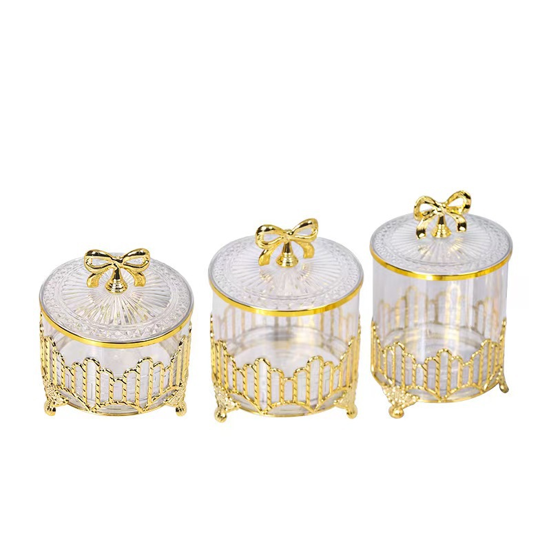 X10-6898-C Nordic light luxury transparent electroplated tea, miscellaneous storage, food sample display box, candy sealed decorative jar details Picture