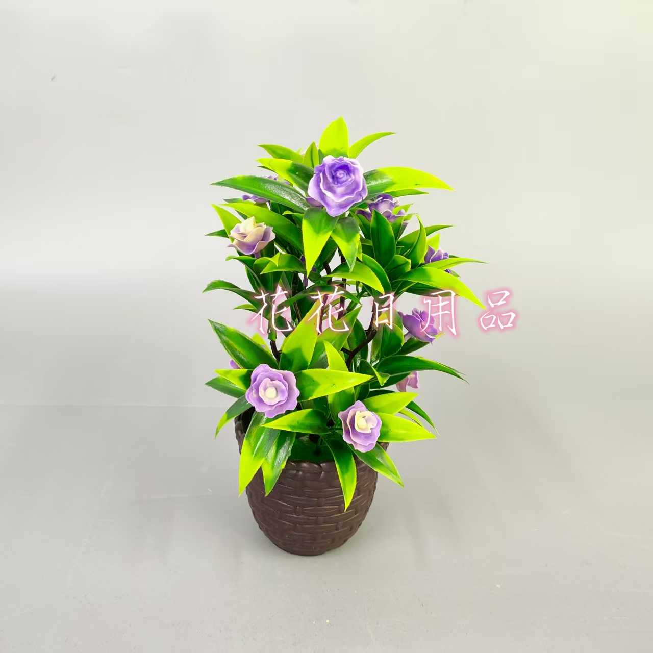 Artificial flower bonsai, plastic pot, plastic small rose decorative items details Picture