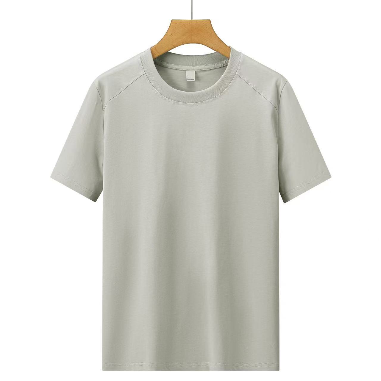 Cross-border 230g/㎡ double yarn 100% pure cotton shoulder sleeve style new short-sleeved T-shirt, fashionable and casual men's and women's same style T-shirt, simple and comfortable short-sleeved trendy T-shirt detail image 14