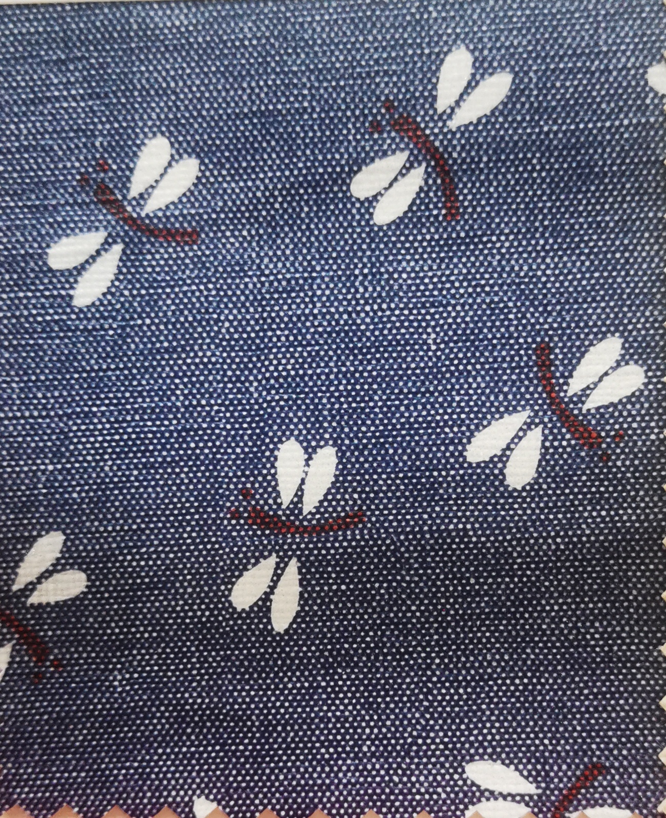 National trend 600DPU digital printing PU waterproof Oxford fabric digital printing custom processing 600D printed fabric pattern dragonfly Specification image