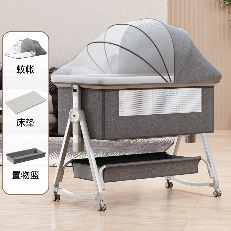 婴儿摇床拼接摇床高低可调婴儿床