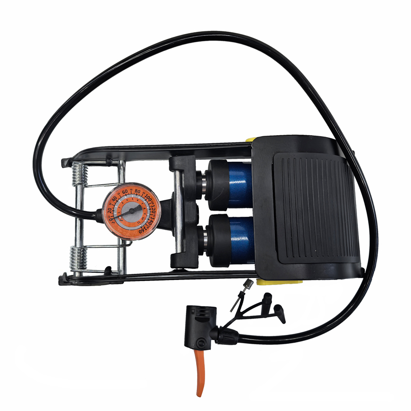 FP445S dual-tube foot-operated air cylinder with pressure gauge, bicycle foot-operated dual-cylinder air cylinder, folding car, motorcycle, bicycle foot-operated air cylinder, air pump Item Picture