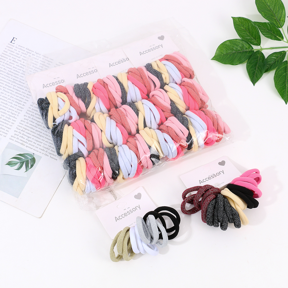 多彩弹力发绳不伤发桶装韩版高弹力皮筋好质量流行头饰银丝尼龙