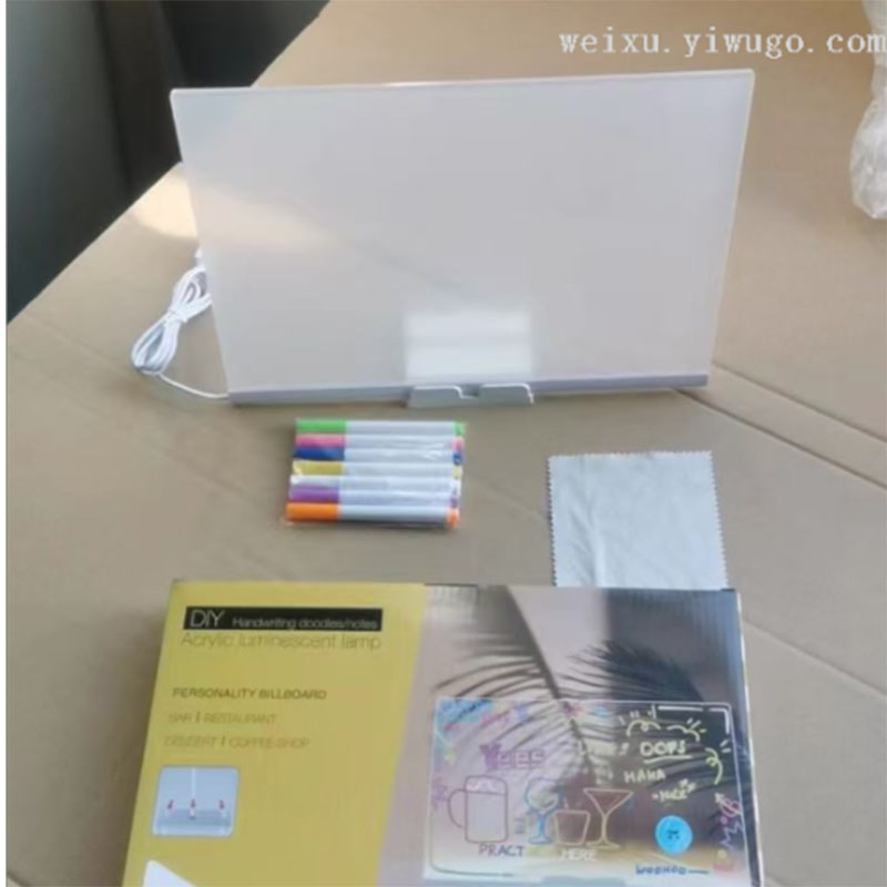 跨境彩色手绘板可擦写发光爱心留言板桌面氛围灯diy绘画板广告牌详情图3