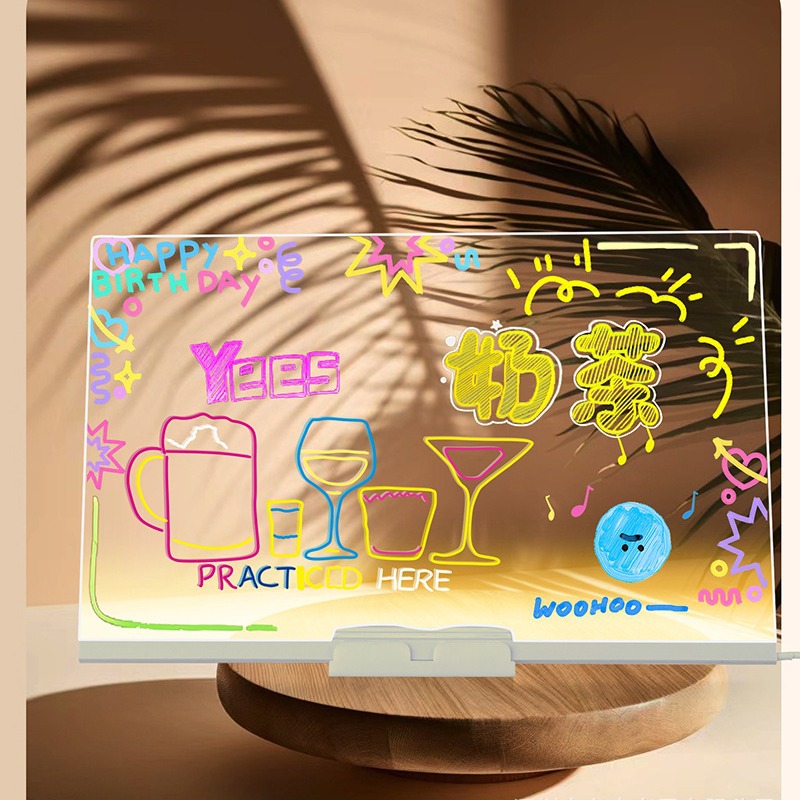 跨境彩色手绘板可擦写发光爱心留言板桌面氛围灯diy绘画板广告牌详情2