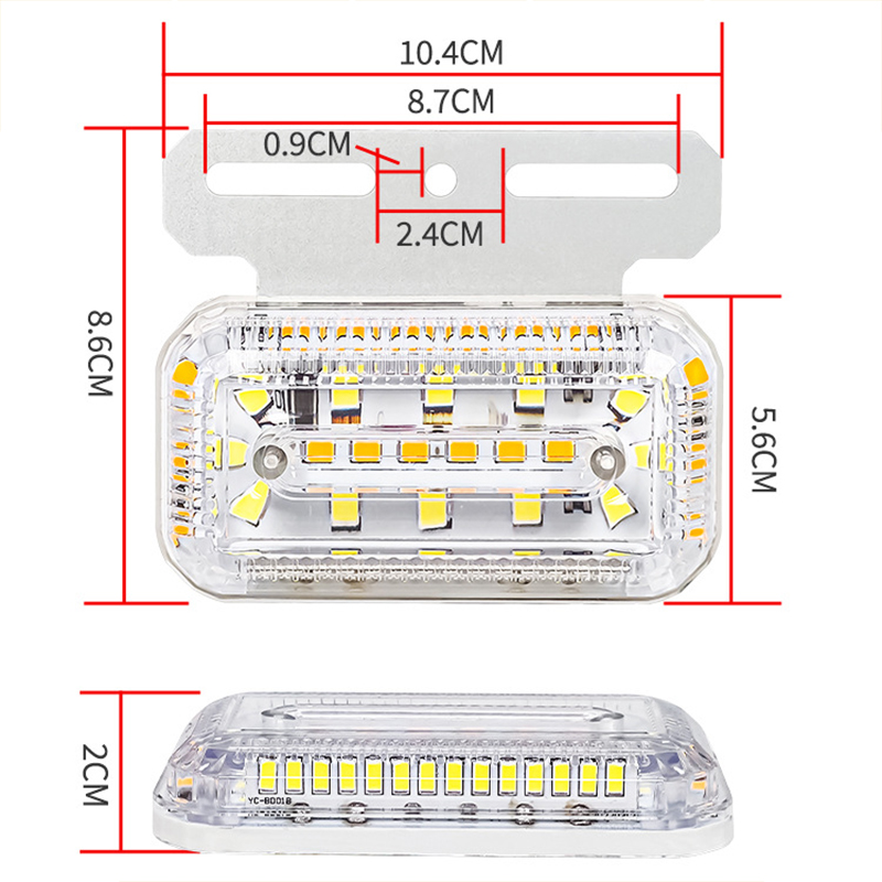 Ultra-bright lens type truck LED ground edge light, yellow light turn signal light, 24V waterproof trailer width indicator waist light details Picture