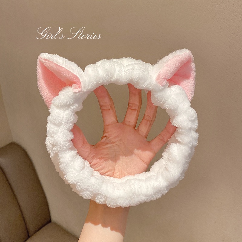 FLY1906秋冬新款可爱猫耳朵发带景甜同款韩版女士束发带韩版毛绒洗脸发饰发带详情1