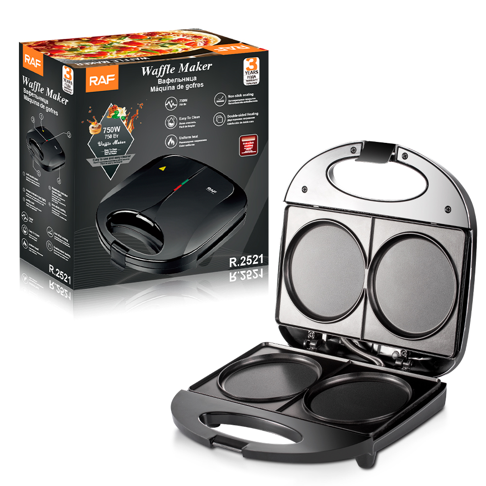 RAF European standard cross-border household waffle machine, thin pancake machine, round pancake machine, non-stick coating, uniform heating on both sides details Picture