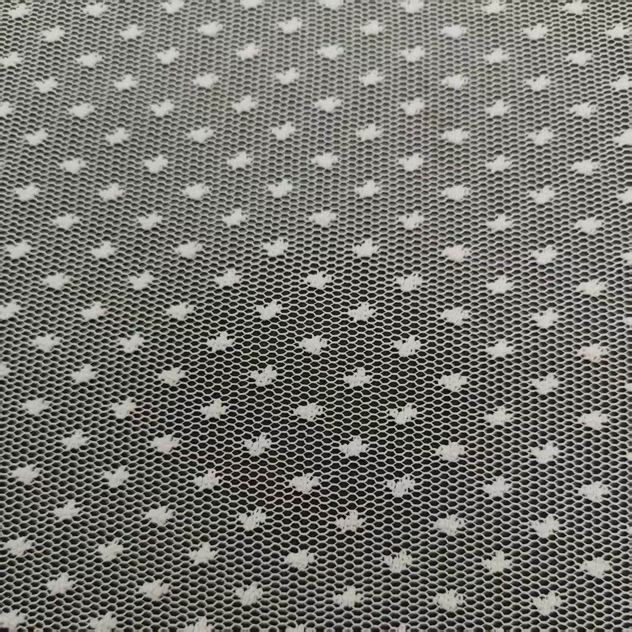 Polka dot hexagonal mesh fabric, polka dot mesh polyester fabric, light lace fabric, clothing fabric materials, clothing accessories
