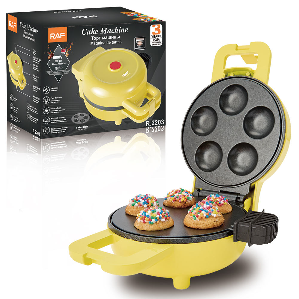 RAF European standard cross-border household five-hole cake machine, round egg frying machine, deep round pancake machine, uniform heating on both sides details Picture