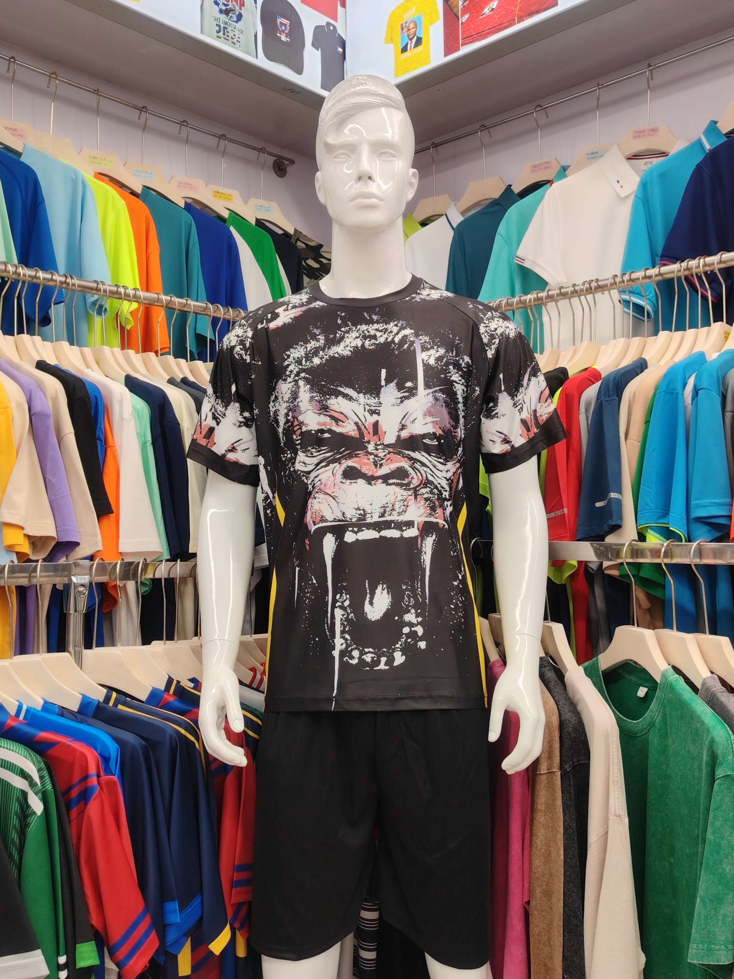 Cross-border sportswear, high-quality polyester and ammonia high-elasticity fabric, full-body printed sportswear, breathable and sweat-absorbent, professional sports and outdoor training sportswear, high-elasticity breathable and comfortable sportswear customization FG1616-1 detail image 1