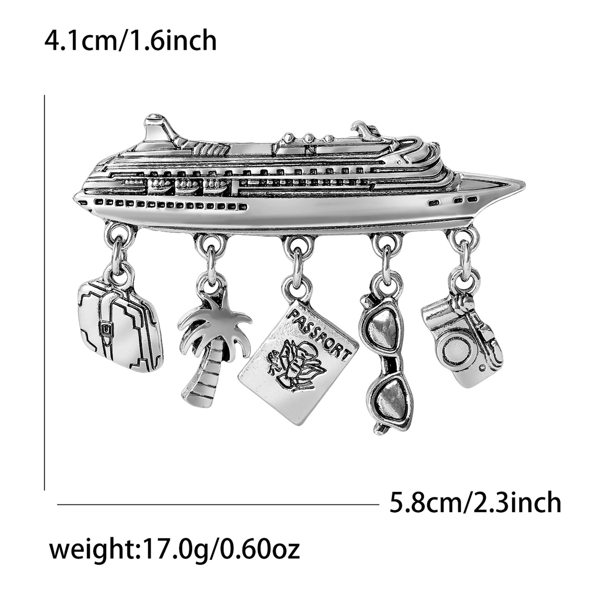 New retro alloy ship pendant brooch, simple and versatile, artistic men's and women's suit shirt brooch accessory pin