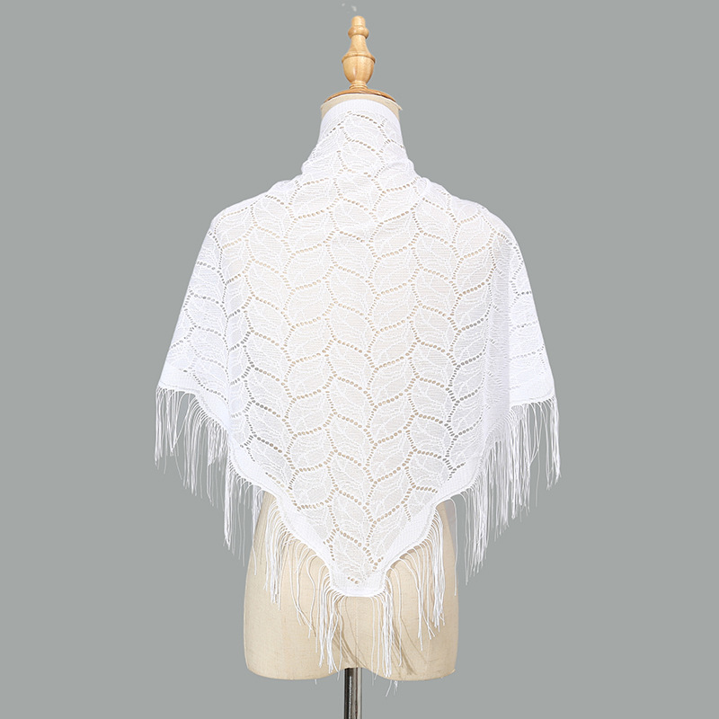Cross-border direct supply of lace, maple leaf tassels, triangular scarves, hollowed-out shawls, scarves, banquet shawls, evening gowns, foreign trade clothing fabrics, non-finished products details Picture