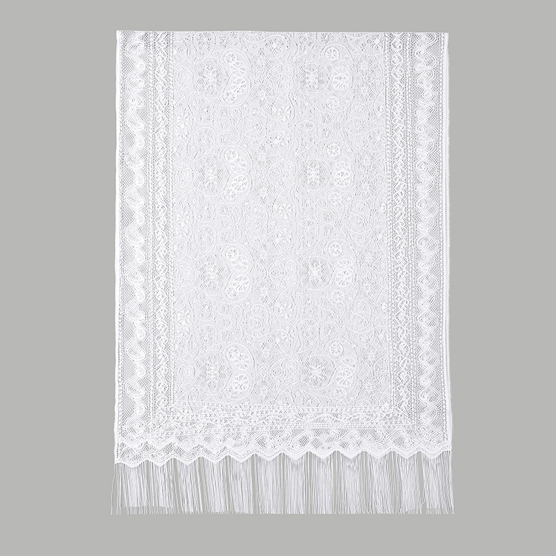 Cross-border factory direct supply of hollowed-out cashew nuts with tassels scarves, long scarves, spring and summer light and thin scarves, shawls, export scarves, shawls, non-finished products Specification image