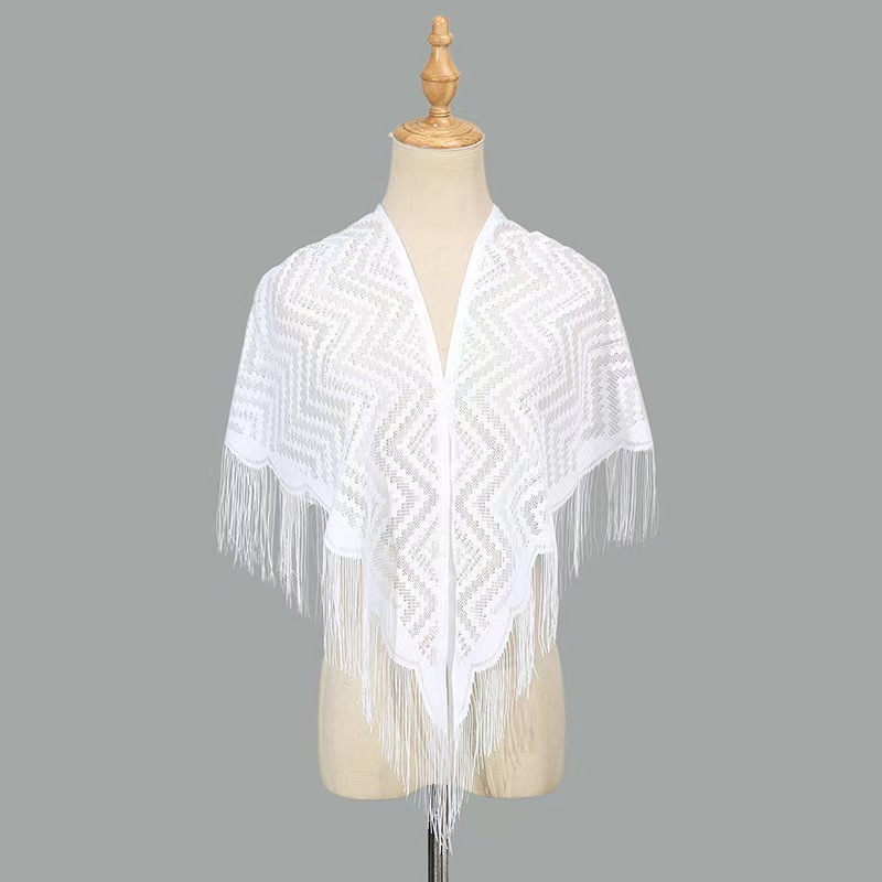 Lace wavy tassel triangular scarf shawl scarf Banquet shawl evening dress export clothing fabric non-finished products details Picture