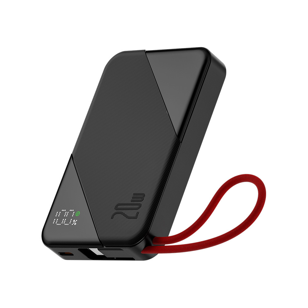 Mini Power Bank Pd20w With Built-In Wire Electroplating Fast Charging, 10,000 Mah Ultra-Thin Digital Display Mobile Power Bank Item Picture