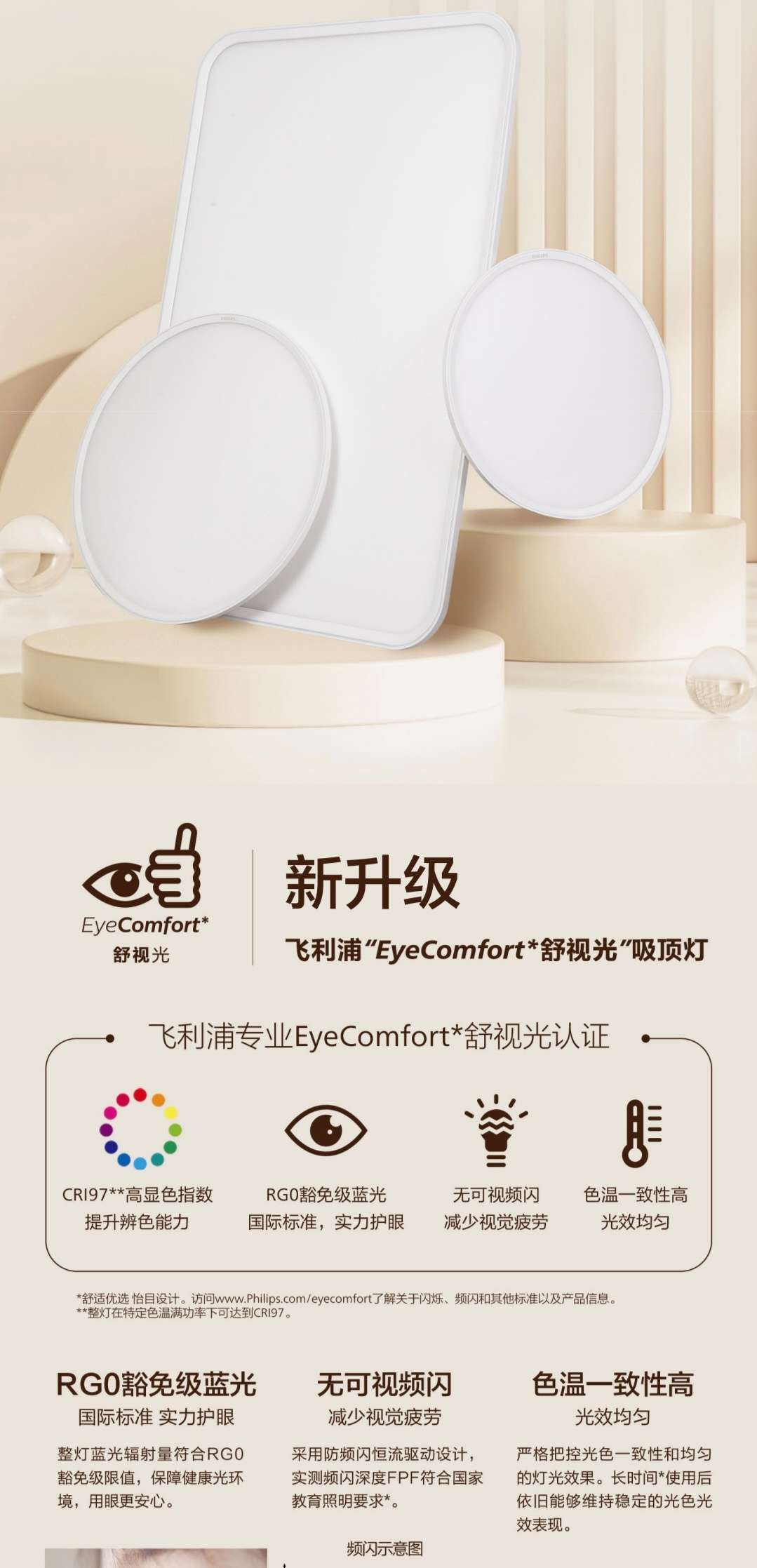 Philips full-spectrum eye-protecting ceiling lamps 125W, 50W, 40W living room and bedroom lamps detail image 2