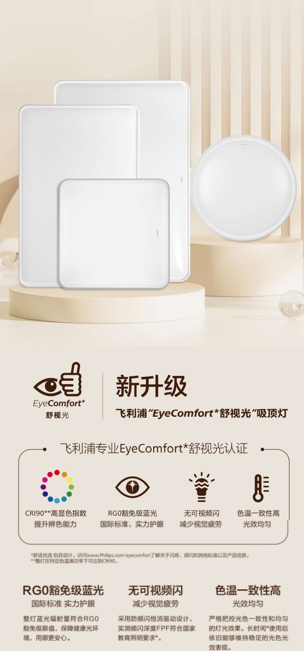 Philips eye-protecting ceiling lamps 150W, 130W, 54W, 48W room lamps and bedroom lamps detail image 2