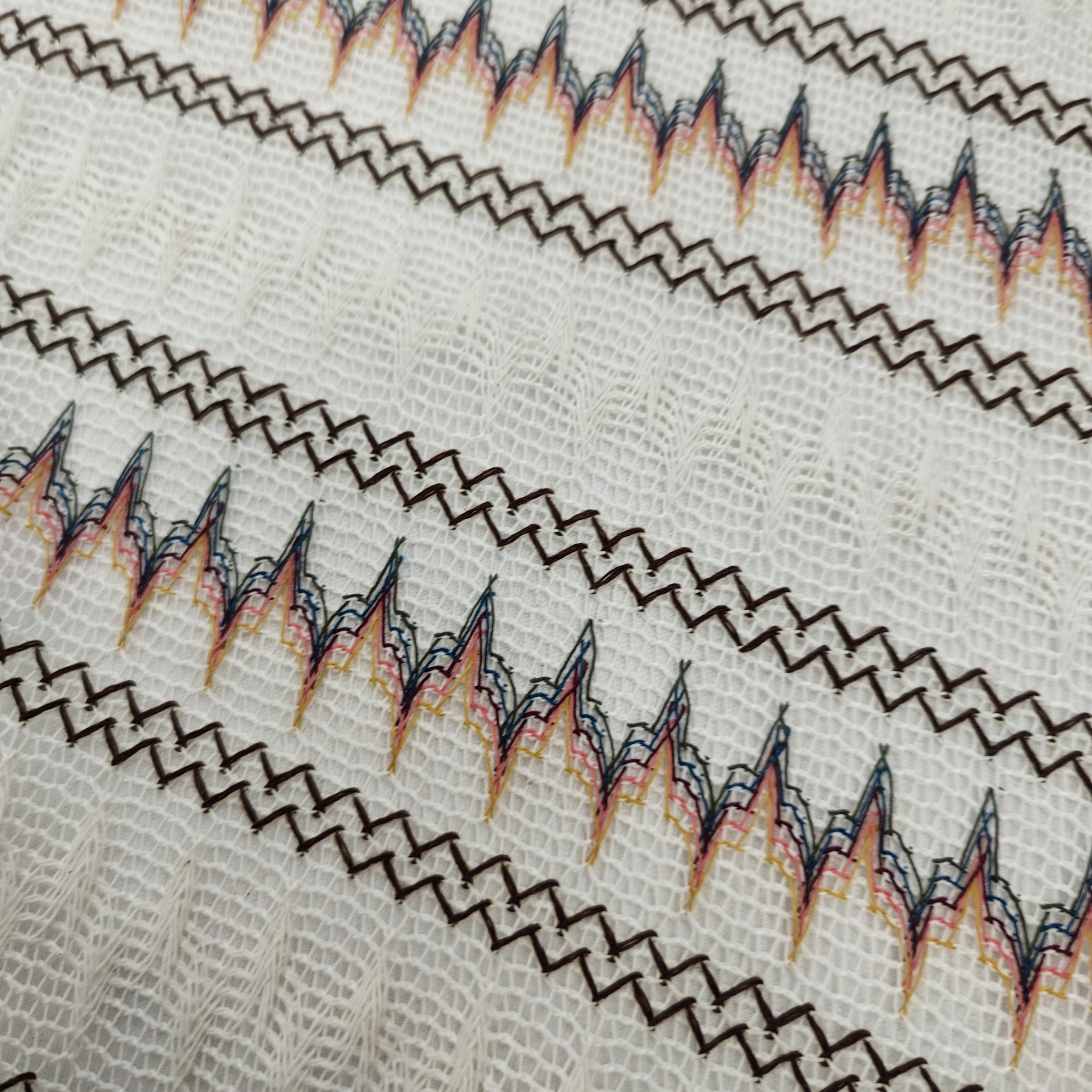 Retro warp knitted lace fabric, cut-out jacquard yarn-dyed knitted fabric, fabric material, fabric, ethnic style clothing fabric Specification image